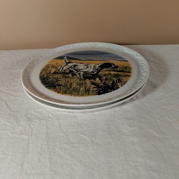 Made in Germany Decorated in Canada set of 2 Hunting dog vintage plates spaniel - Picture 10 of 11